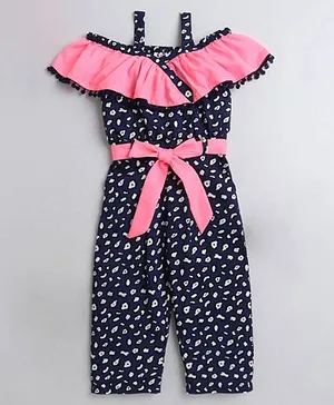 M'andy Short Sleeves All Over Printed Jumpsuit - Blue