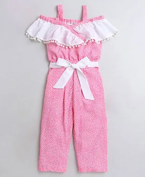 M'andy Short Sleeves All Over Printed Jumpsuit - Pink