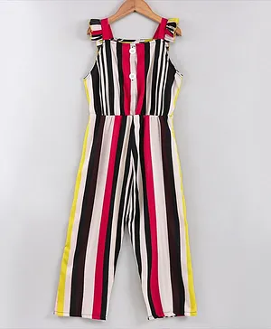 M'andy Sleeveless Striped Frill Jumpsuit - Multi Color