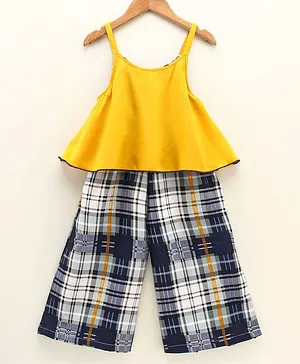 M'andy Sleeveless Checked Double Layered Jumpsuit - Yellow