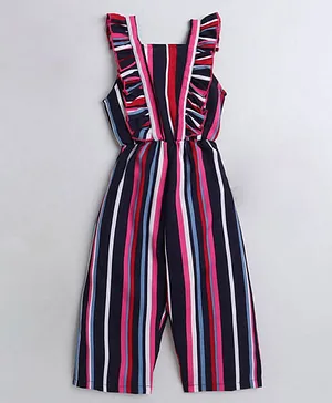 M'andy Sleeveless Frill Striped Jumpsuit - Multi Color
