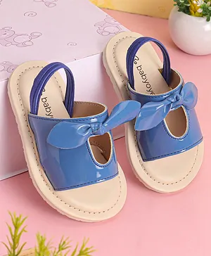 Babyoye Sandals Bow Applique Solid- Blue