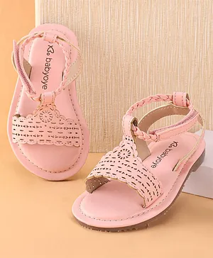 Babyoye Sandals Laser Cut Detailing Solid- Pink