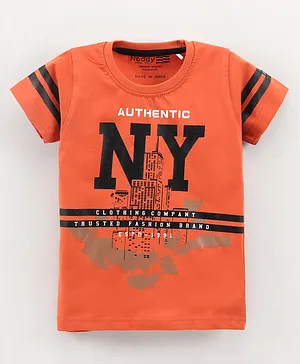 Noddy Half Sleeves New York Print Tee - Orange