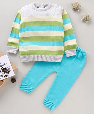 Babyhug Full Sleeves Stripe Sweater Set - Multicolor