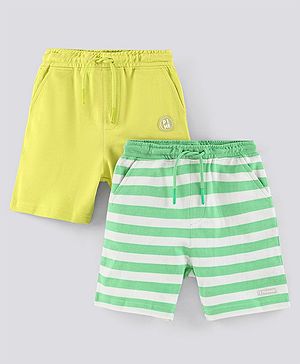 Pine Kids Biowashed Striped Shorts Pack of 2 - Green