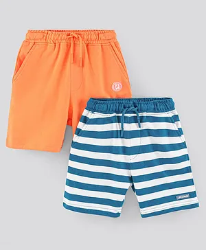 Pine Kids Shorts Bio Wash Pack Of 2 - Orange Blue White