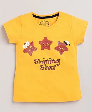 ParrotCrow Short Sleeves Star Print Tee - Yellow