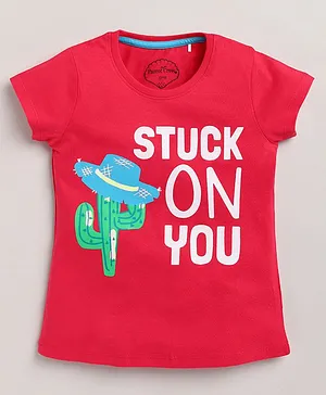 ParrotCrow Short Sleeves Stuck On You Print Tee - Red