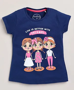 ParrotCrow Short Sleeves Doll Print Tee - Blue