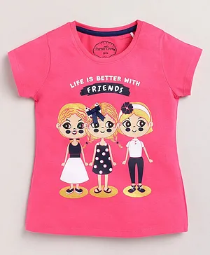 ParrotCrow Short Sleeves Doll Print Tee - Pink