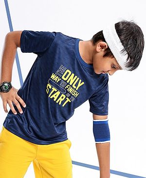 Pine Active Skin Friendly & Breathable Half Sleeves Sportswear T-Shirt - Navy Blue