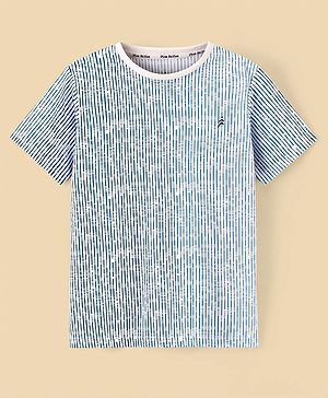 Pine Active Skin Friendly & Breathable Half Sleeves Sportswear T-Shirt- Blue & White