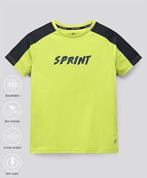 Pine Active Half Sleeves Text Print T Shirt - Green Black