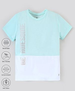 Pine Active Skin Friendly & Breathable Half Sleeves T-Shirt Text Print - Blue