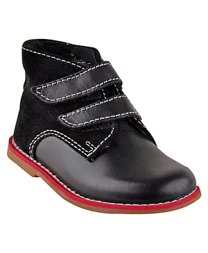Beanz Solid Leather Shoes - Black