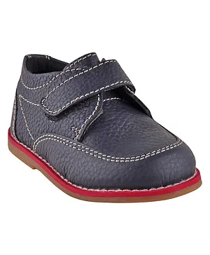 Beanz Solid Leather Shoes - Navy Blue
