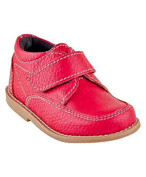 Beanz Solid Leather Shoes - Red