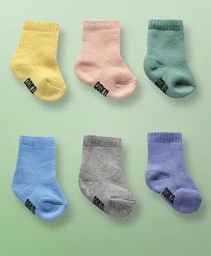 Ooka Baby Ankle Length Knitted Socks Branding Text Design Pack of 6 - Multicolour