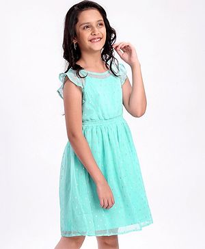 Pine Kids Half Sleeves Party Dress - Turqouise