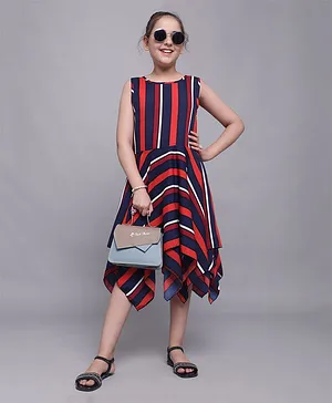 Bolly Lounge Sleeveless Stripe Print Skater Dress - Red
