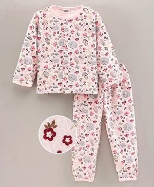 Wonderchild Full Sleeves Floral Printed Night Suit - Pink