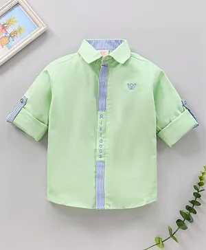 Rikidoos Full Sleeves Solid Shirt  - Green