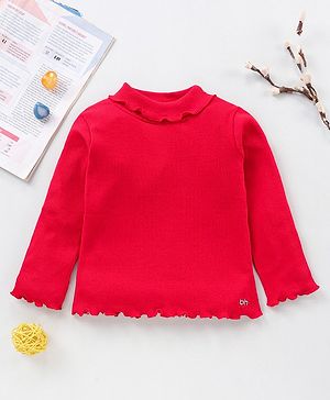 Babyhug Full Sleeves Solid Skivi T-Shirt - Red