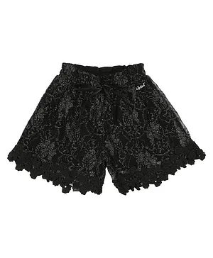 Actuel Self Printed Party Wear Shorts - Black