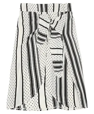 Actuel Stripe & Polka Dots Skirt -Black