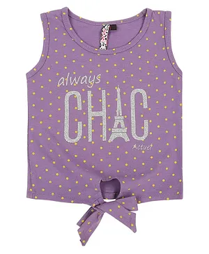 Actuel Sleeveless Polka Dotted Top - Purple