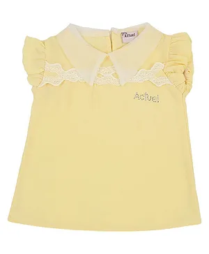 Actuel Cap Sleeves Lace Detailing Top - Yellow
