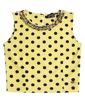 Actuel Girls Sleeveless Polka Dotted Top - Yellow