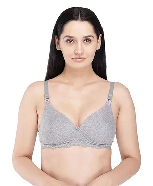 Anoma Non Wired Padded Full Coverage Maternity T Shirt Bra - Grey