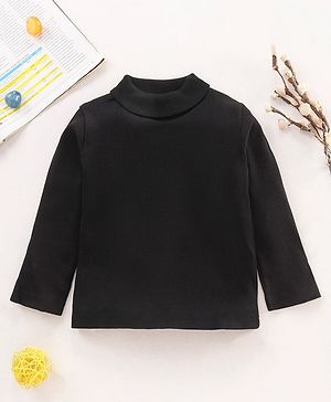 Babyhug Full Sleeves Winter Wear Solid Color T-Shirt - Black