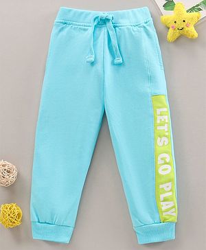 Babyhug Full Length Track Pant Text Printed- Sky Blue