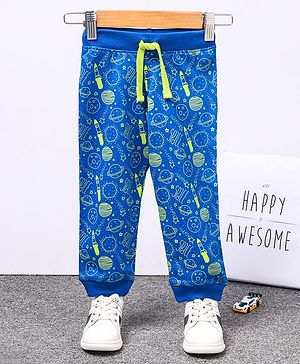 Babyhug Full Length Printed Track Pants - Blue