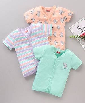 Babyhug 100%Cotton Half Sleeves Vests Pack of 3 - Multicolour