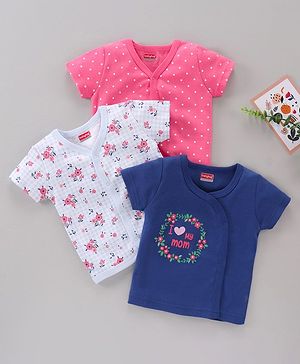 Babyhug 100% Cotton Half Sleeves Vests Pack of 3 - Multicolor