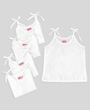 Babyhug 100% Cotton Sleeveless Jhabla Solid Pack of 5 - White