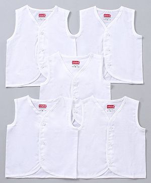 Babyhug Sleeveless 100% Cotton Jhablas Pack Of 5 - White