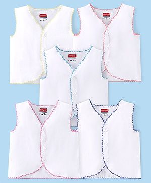 Babyhug Sleeveless 100% Cotton Jhablas Pack Of 5 - White