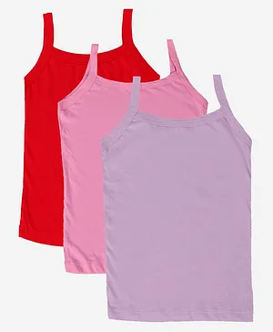 Chipbeys Pack Of 3 Sleeveless Solid Camisoles - Red Pink Purple