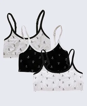Chipbeys Pack Of 3 Non Padded Sports Bra For Beginners - Black Grey White
