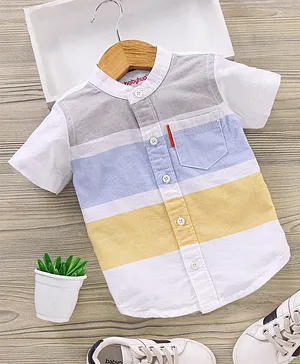 Babyhug Half Sleeves Shirt Color Block Print- Multicolor