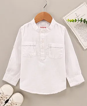 Babyhug Full Sleeves Cotton Shirt Solid- White