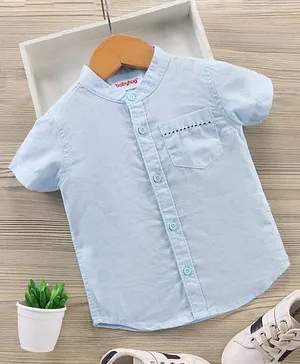 Babyhug Cotton Woven Half Sleeves Solid Shirt - Blue