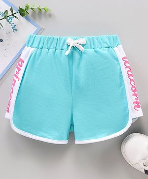 Babyhug Knit Shorts Placement Print- Blue