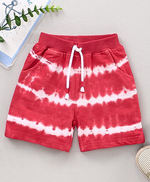 Babyhug Cotton Shorts Tie & Dye Print- Red
