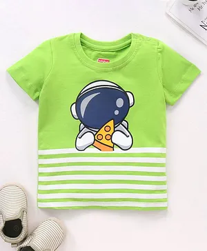 Babyhug Half Sleeves T-Shirt Astronaut Print - Green